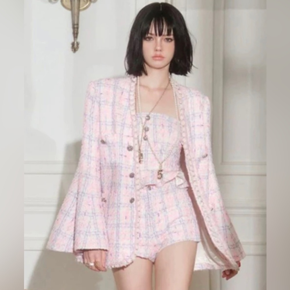 BELL SLEEVE BLAZER SHORTS SET